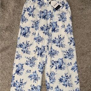 Monteau Blue Floral Women's Wide Leg Jeans
